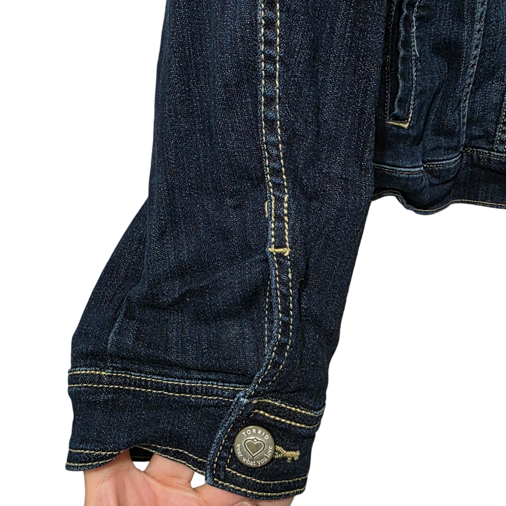 Torrid Denim Trucker Jacket - Dark Wash - Picture 5 of 9